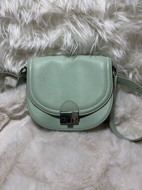 Loeffler Randall Mint Green Leather Saddle Crossbody